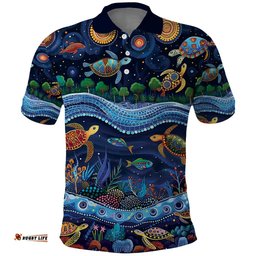 Australian Landscapes Polo Shirt Aboriginal Dreamtime Story LT9