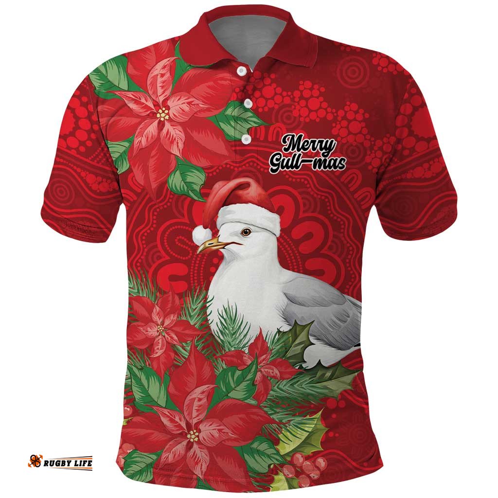 Australian Silver Gull Polo Shirt Aboriginal Inspired Christmas LT9