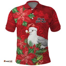 Australian Silver Gull Polo Shirt Aboriginal Inspired Christmas LT9