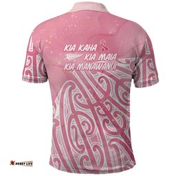 Breast Cancer Awareness Maori Polo Shirt Kia Kaha Kia Maia Kia Manawanui LT7