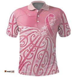 Breast Cancer Awareness Maori Polo Shirt Kia Kaha Kia Maia Kia Manawanui LT7