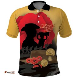 Australia Two-up Pennies ANZAC Day Polo Shirt Slouch Hat Last Post With Poppy LT14