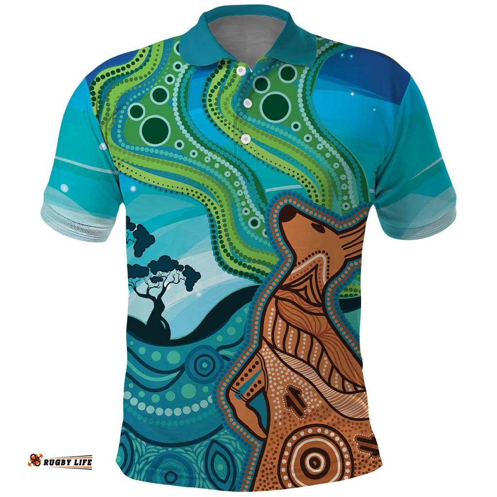 Aussie Aurora Borealis Aboriginal Art Polo Shirt LT7