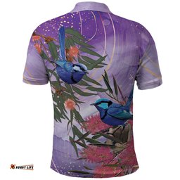 Australia Splendid Fairy Wren on Eucalyptus Polo Shirt Epilepsy Awareness LT7