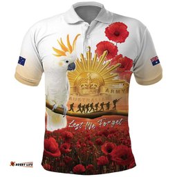 Australia Cockatoo ANZAC Day Polo Shirt Lest We Forget LT05