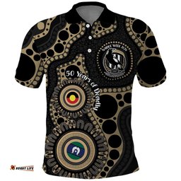 Collingwood NAIDOC Week 2026 Personalised Polo Shirt 50 Years of Deadly Aboriginal Art LT14