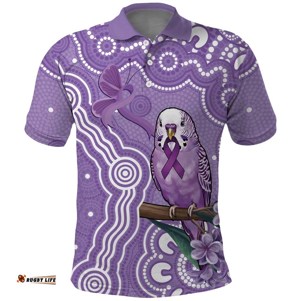 Australia Epilepsy Awareness Polo Shirt Purple Budgerigar Plumeria Aboriginal LT14