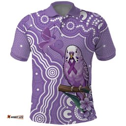 Australia Epilepsy Awareness Polo Shirt Purple Budgerigar Plumeria Aboriginal LT14