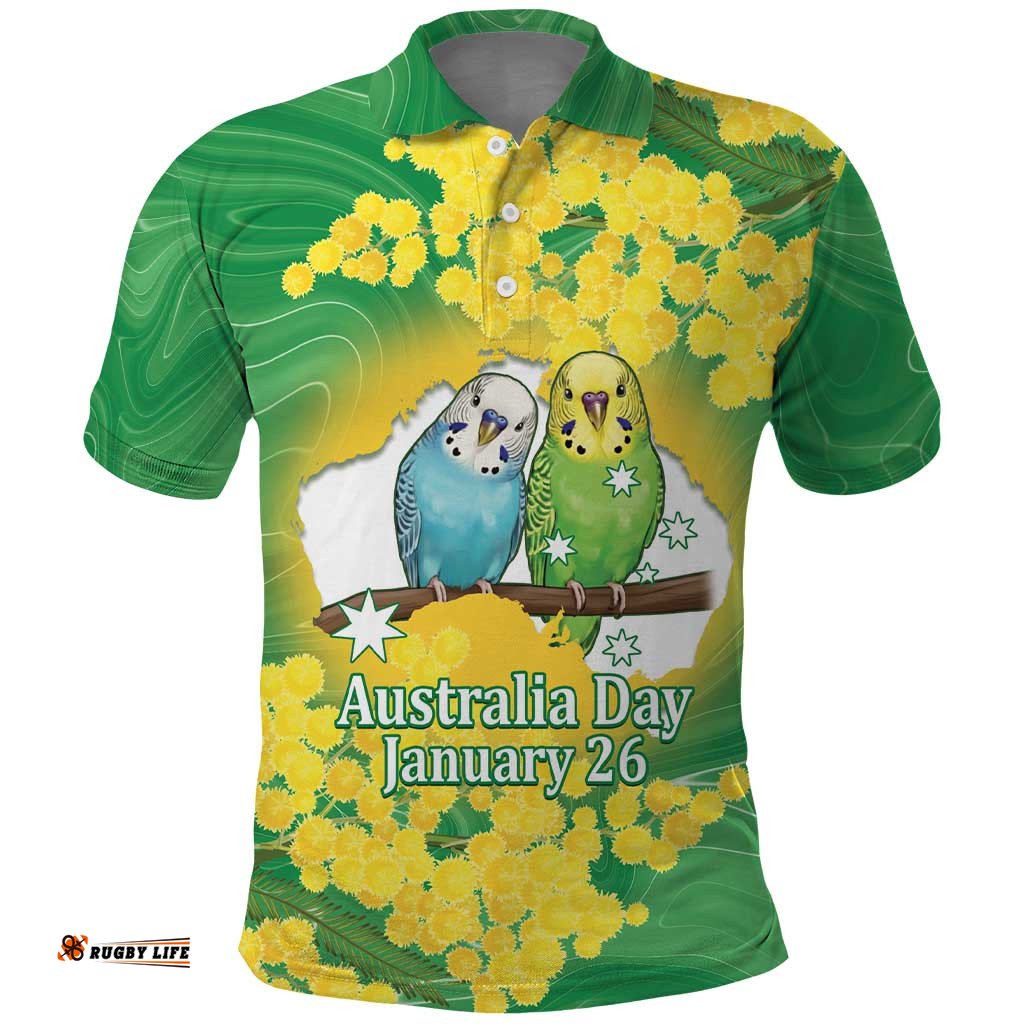 Budgerigar Australia Day Polo Shirt Proud To Be An Aussie Opal National Color LT14