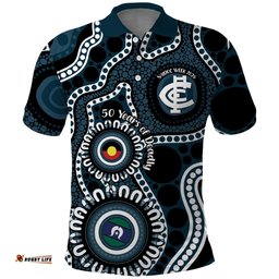 Carlton NAIDOC Week 2026 Personalised Polo Shirt 50 Years of Deadly Aboriginal Art LT14