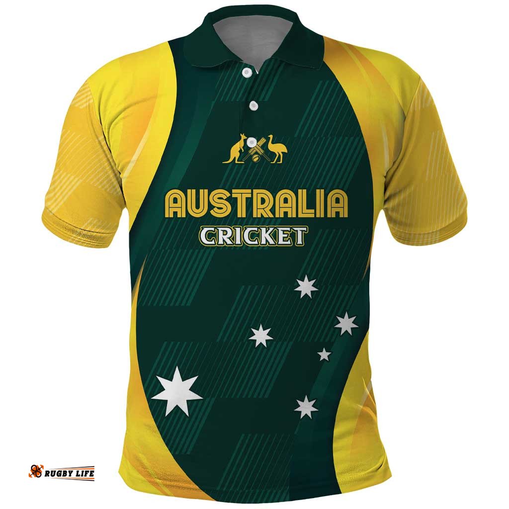 Australia Cricket Custom Polo Shirt GO Aussie - Modern Motif LT7
