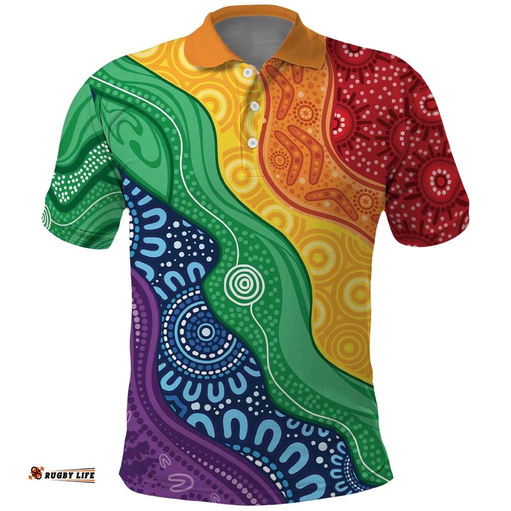 Australia First Nation LGBTQ+ Polo Shirt Aboriginal Rainbow Flag LT7