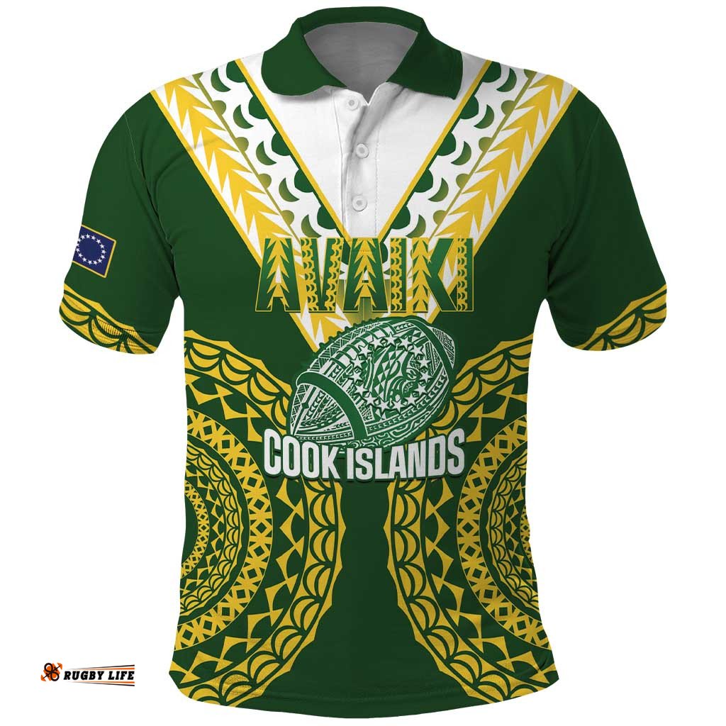 Custom Avaiki Cook Islands Rugby Polo Shirt Kuki Airani Tatau Green LT14