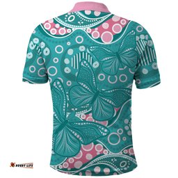 Australia Hereditary Cancer Awareness Polo Shirt Aboriginal Butterflies LT7
