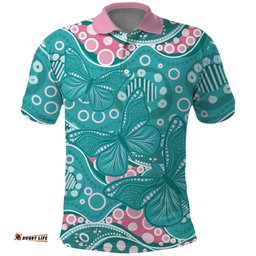 Australia Hereditary Cancer Awareness Polo Shirt Aboriginal Butterflies LT7