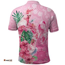 Australia Cockatoos Breast Cancer Polo Shirt Faith Hope Love LT05