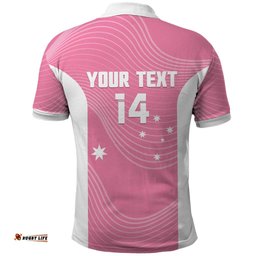 Custom Bowls Australia Breast Cancer Polo Shirt Pink Ribbon Aussie Map With Kangaroo Emu LT14