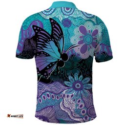 Australia Indigenous Teal Purple Contemporary Aboriginal Art Polo Shirt Hope Is Real LT7