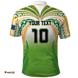 Custom Cook Islands Rugby League Polo Shirt Avaiki Tatau Tribal Motifs White Color LT03