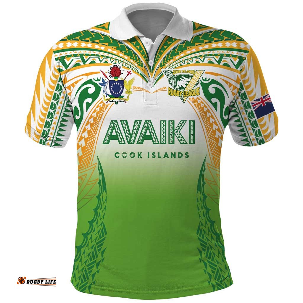 Custom Cook Islands Rugby League Polo Shirt Avaiki Tatau Tribal Motifs White Color LT03