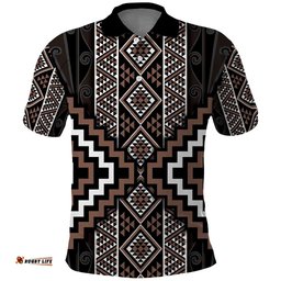 Classic Tukutuku Pattern Aotearoa Polo Shirt Niho Taniwha and Puhoro Motifs LT7