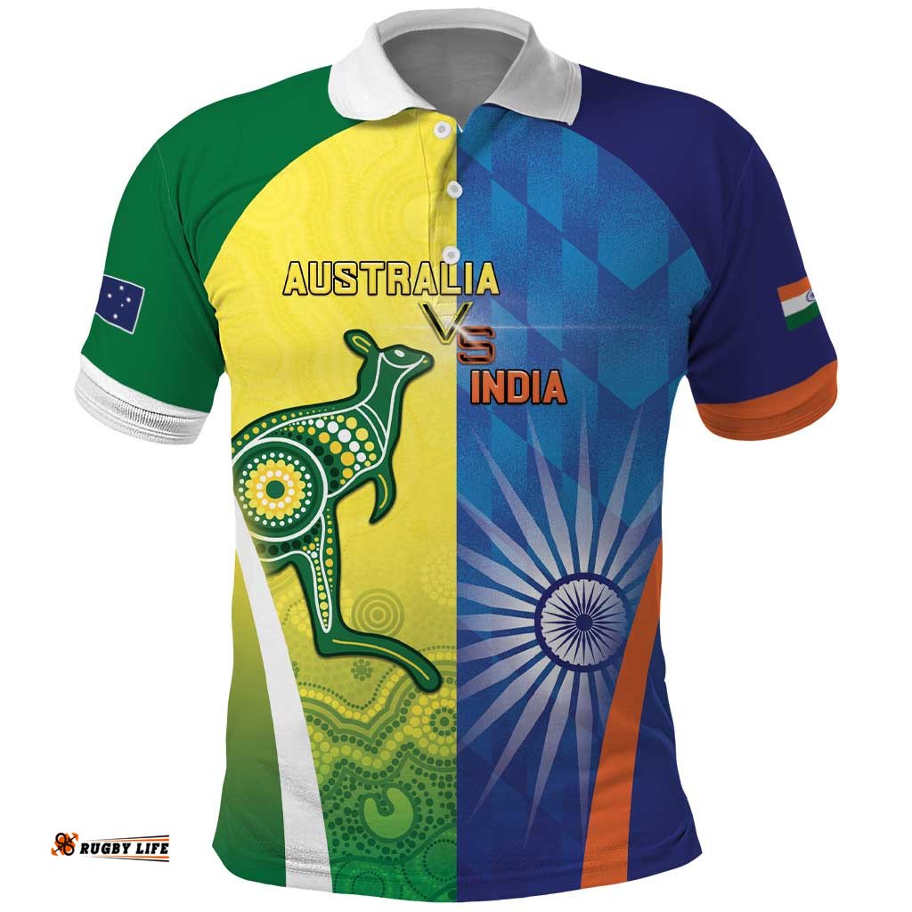 Custom Australia And India Cricket Polo Shirt Ashoka Chakra With Aboriginal LT05