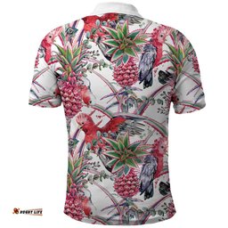 Australia Pink Galah Polo Shirt Rose-breasted Cockatoo Pineapple Seamless Vibes LT14
