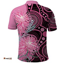 Australia Grevillea Polo Shirt Aussie Native Spider Flower Indigenous Art LT14