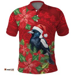 Australian Magpie Polo Shirt Aboriginal Inspired Christmas LT9