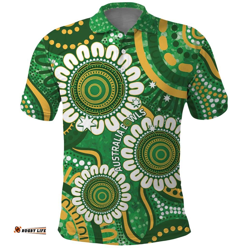 Bowls Australia Custom Polo Shirt Aboriginal Art National Color LT14