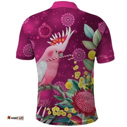 Australia Pink Cockatoo Christmas Polo Shirt Aussie Native Flowers Merry Xmas - Pink LT14