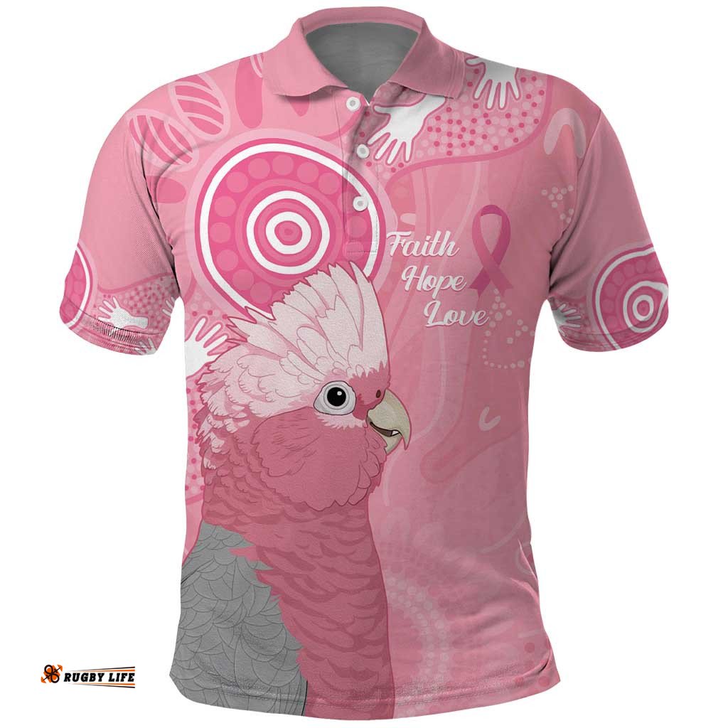 Australia Breast Cancer Awareness Polo Shirt Galah Faith Hope Love Pink Month LT14