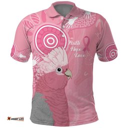 Australia Breast Cancer Awareness Polo Shirt Galah Faith Hope Love Pink Month LT14
