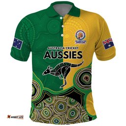 Custom Australia Cricket Spirit 2026 Polo Shirt World T20 Edition - Aussie Color Aboriginal Motif LT9
