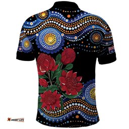 Australia New South Wales Waratahs Polo Shirt Aboriginal Dot Art LT9