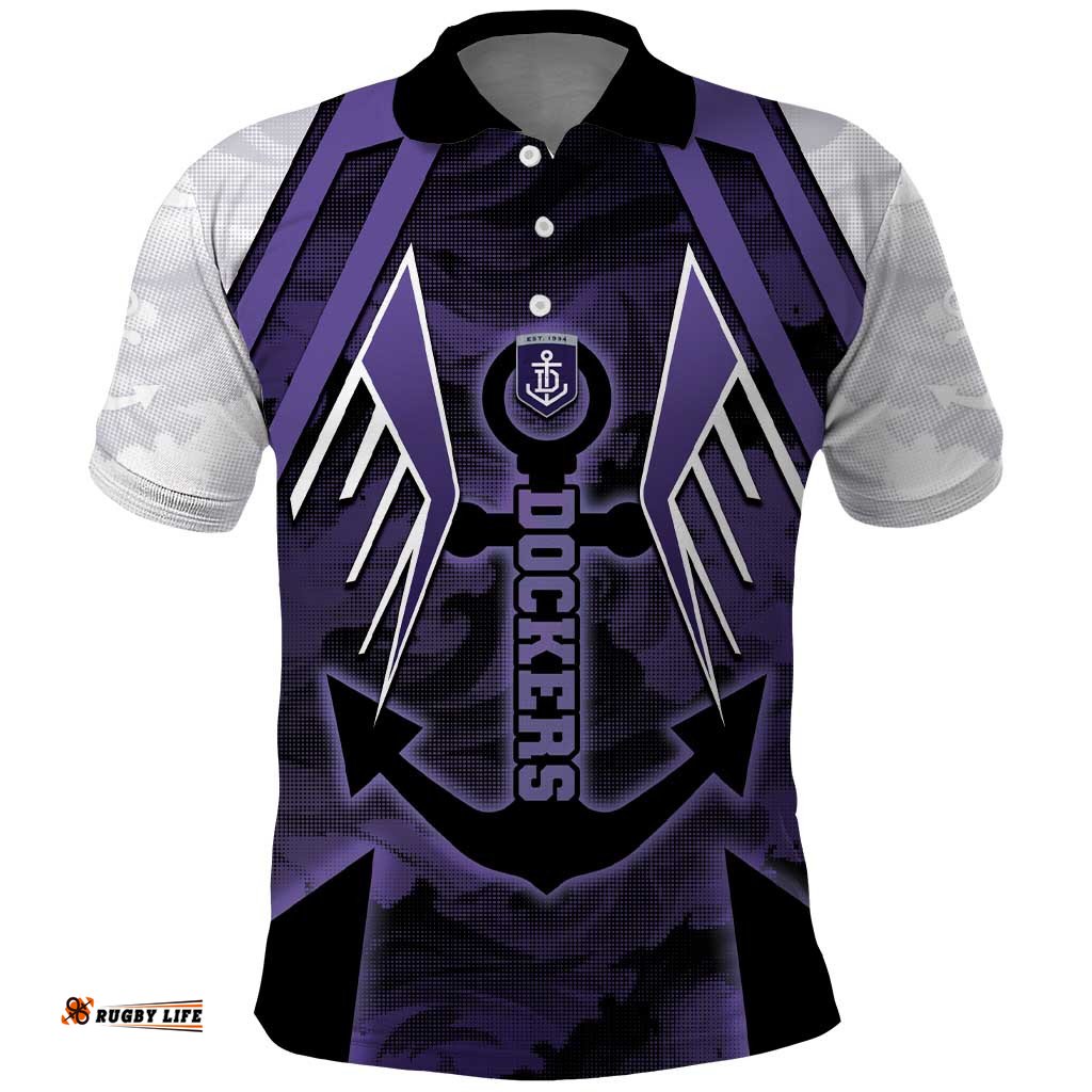 Custom Fremantle Football Polo Shirt Dockers Anchor Sporty Style DT05