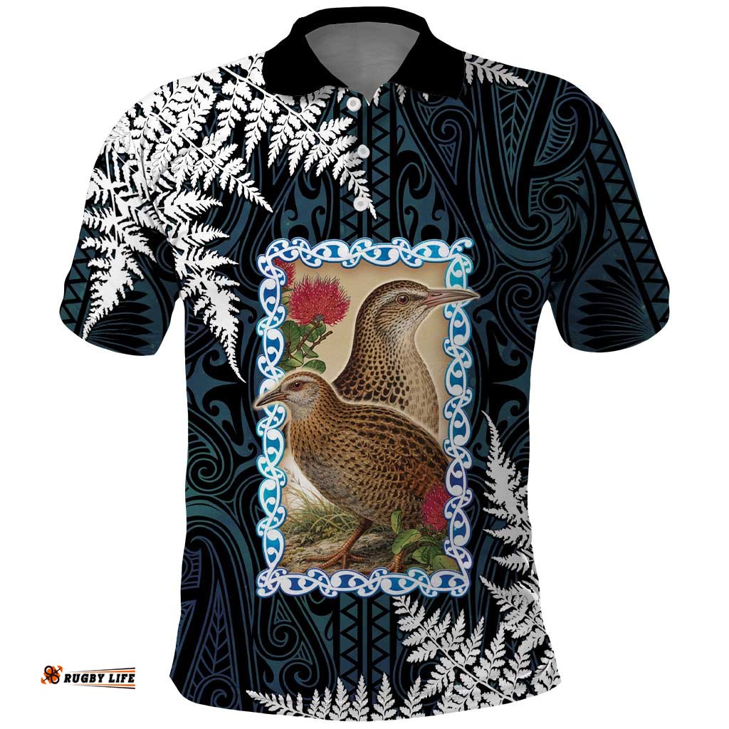 New Zealand Weka Polo Shirt Maori Hen Koru Pattern LT05