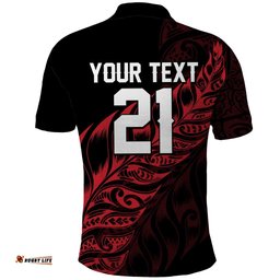 New Zealand Lawn Bowls Custom Polo Shirt Red Maori Warrior Tribal Silver Fern LT9