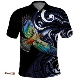 New Zealand Kea Bird Personalised Polo Shirt Maori Tribal Koru Art LT9