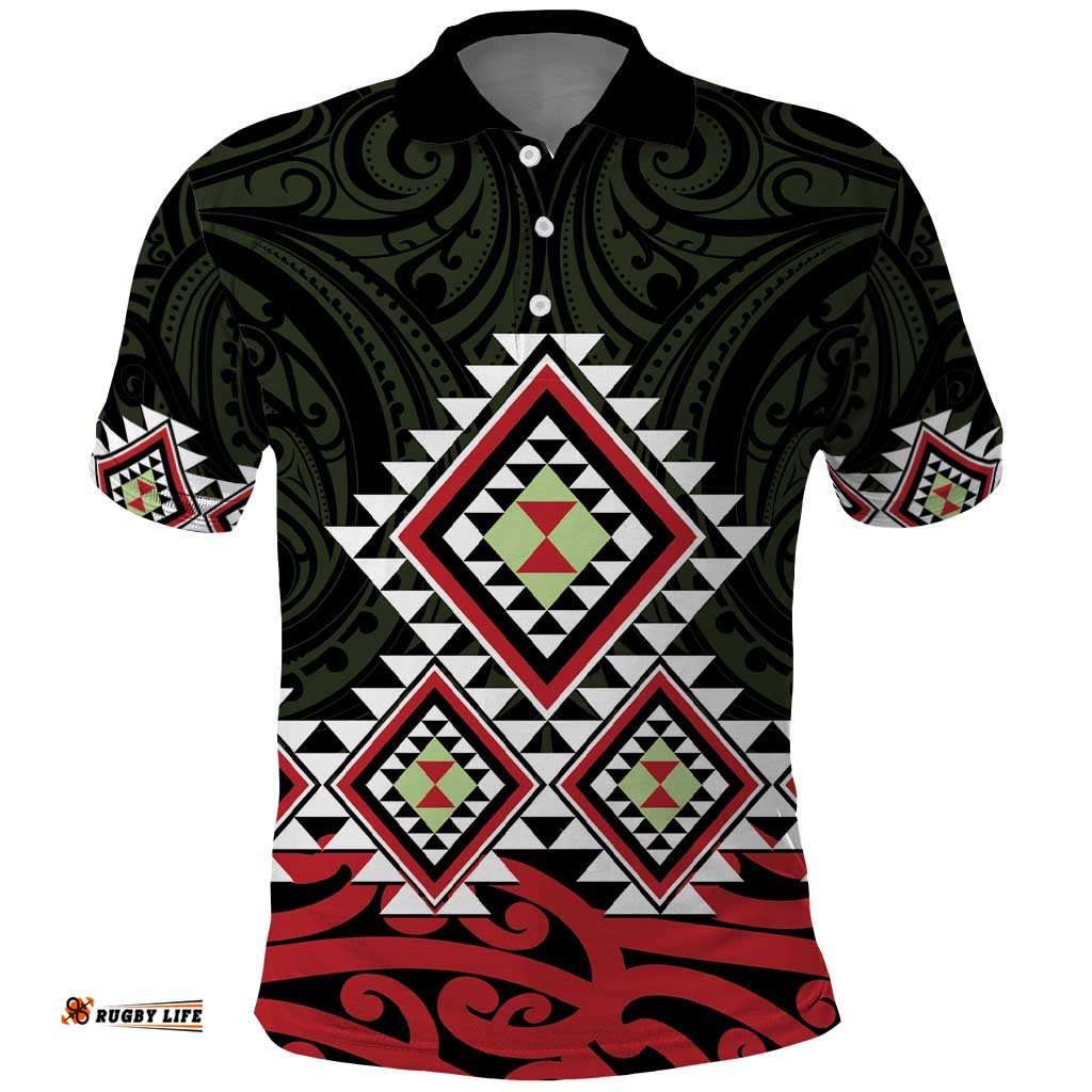 Kia Ora Aotearoa Polo Shirt 2025 Pasifika Maori Taniko Motifs LT14
