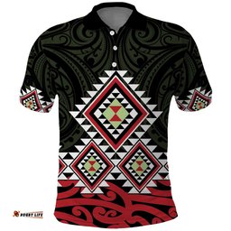 Kia Ora Aotearoa Polo Shirt 2025 Pasifika Maori Taniko Motifs LT14