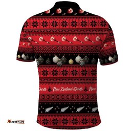 New Zealand Darts Christmas Polo Shirt Merry Xmas Aotearoa Maori Red LT14