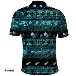 New Zealand Darts Christmas Polo Shirt Merry Xmas Aotearoa Maori Paua Shell LT14