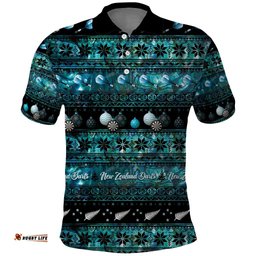 New Zealand Darts Christmas Polo Shirt Merry Xmas Aotearoa Maori Paua Shell LT14