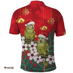 New Zealand Kakapo Christmas Polo Shirt Owl Parrot Santa Sliver Fern Manuka - Red LT14