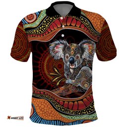 Indigenous Koala Australia Polo Shirt Australian Aboriginal Art Proud LT14