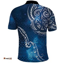 Matariki Galaxy Polo Shirt New Zealand Map Maori Pattern LT9