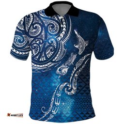 Matariki Galaxy Polo Shirt New Zealand Map Maori Pattern LT9