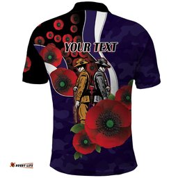 Fremantle Dockers ANZAC Personalised Polo Shirt Lest We Forget Poppy Camo LT9
