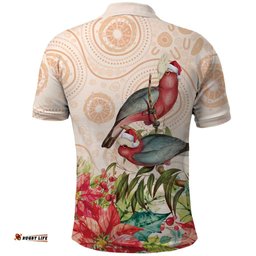 Merry Christmas Aussie Aboriginal Polo Shirt Rosebreasted Cockatoo Pastel LT7